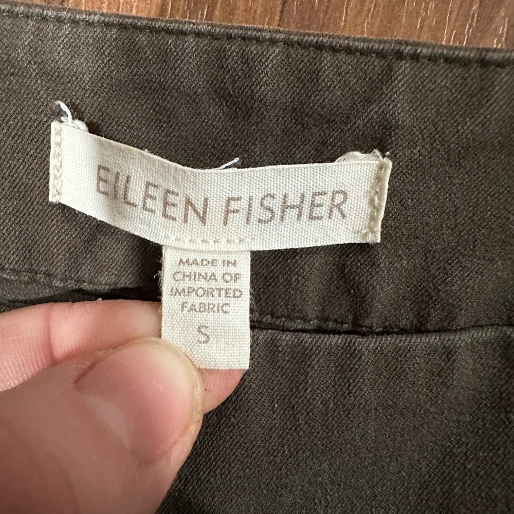 Eileen Fisher ankle side zippers pants khaki color size S - Picture 2 of 9